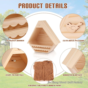 Ξύλινο κρεμαστό περιστέρι φωλιάς πουλιών για υπαίθριο βιότοπο πουλιών, ποιμενική φωλιά πουλιών τοίχου κολιβρίων, συμπαγής