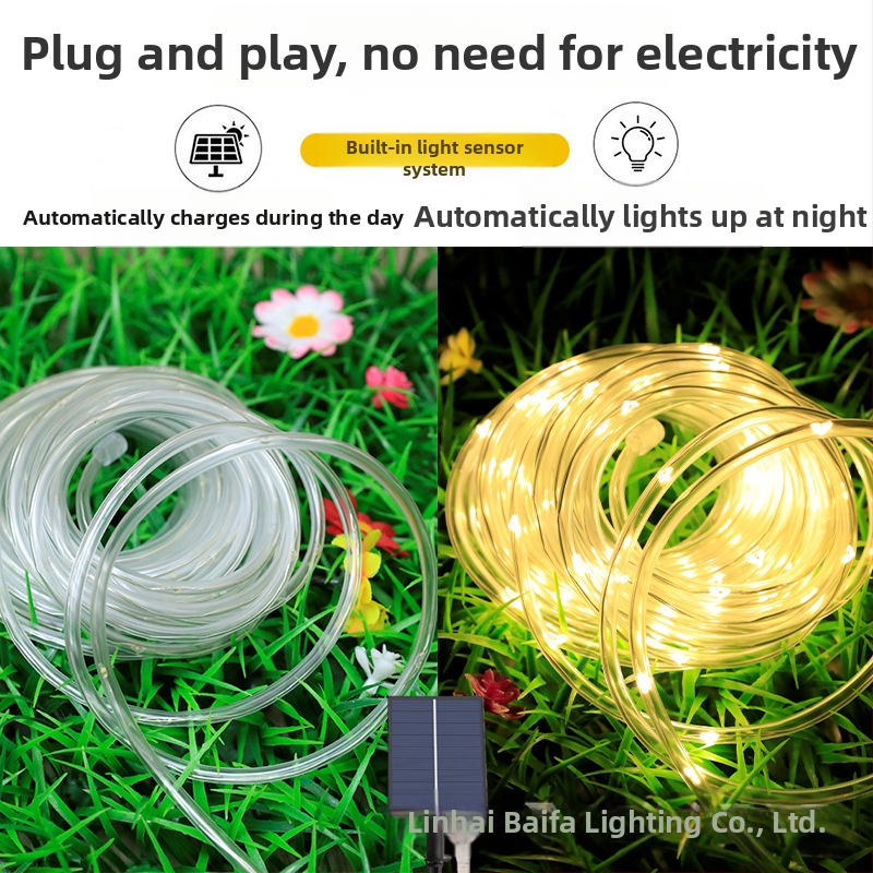 LED solárne trubicové svetlo Vonkajšie vodotesné Gypsophila medené drôtené svetlo s reťazovým svetlom Nádvorné LED dekoratívne svetlo do atmosféry