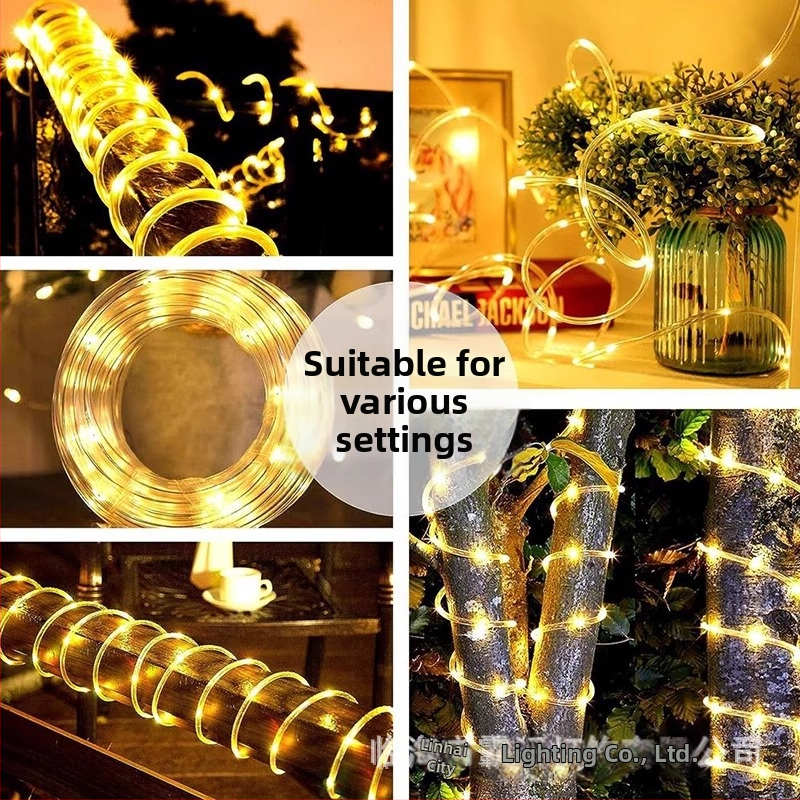 LED solárne trubicové svetlo Vonkajšie vodotesné Gypsophila medené drôtené svetlo s reťazovým svetlom Nádvorné LED dekoratívne svetlo do atmosféry