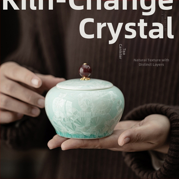 Jääkristallroheline ümmargune kõhutäis keraamiline purk majapidamistee ladu suletud purk hoiupurk teekomplekti tarvikud hoiupurk