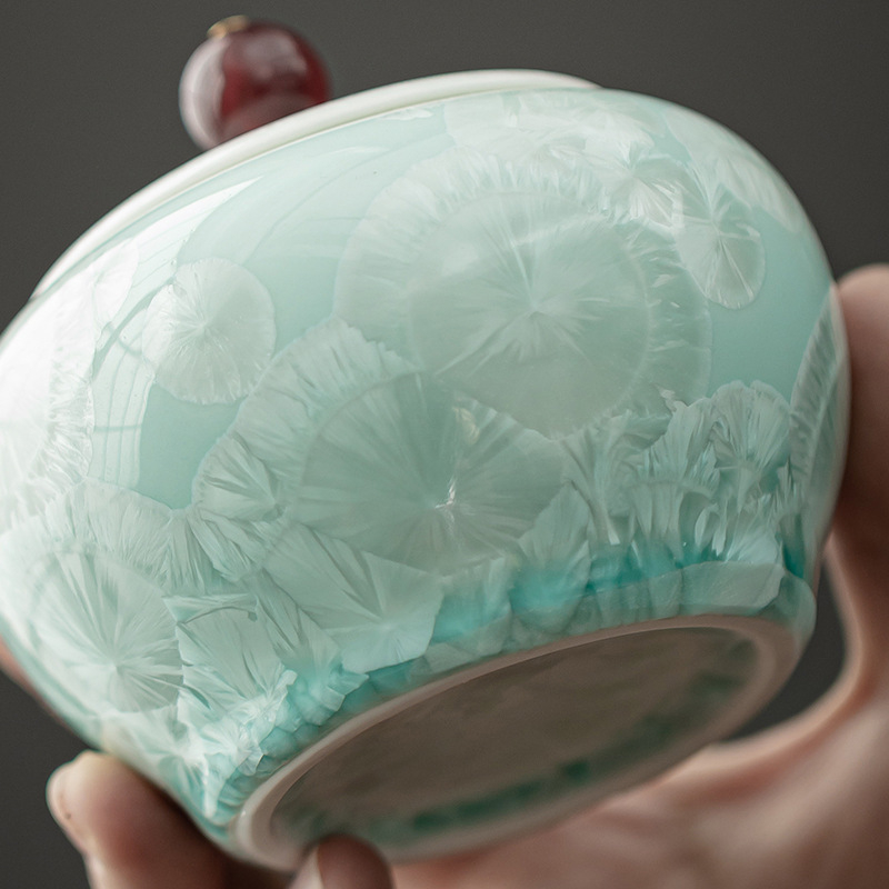 Jääkristallroheline ümmargune kõhutäis keraamiline purk majapidamistee ladu suletud purk hoiupurk teekomplekti tarvikud hoiupurk