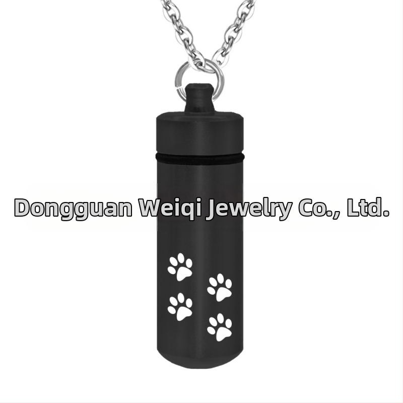 Egyszerű fekete karommintás hengeres hamu emlékérmék medál köröm felirattal személyre szabott parfümös üveg nyaklánc hamuüveg