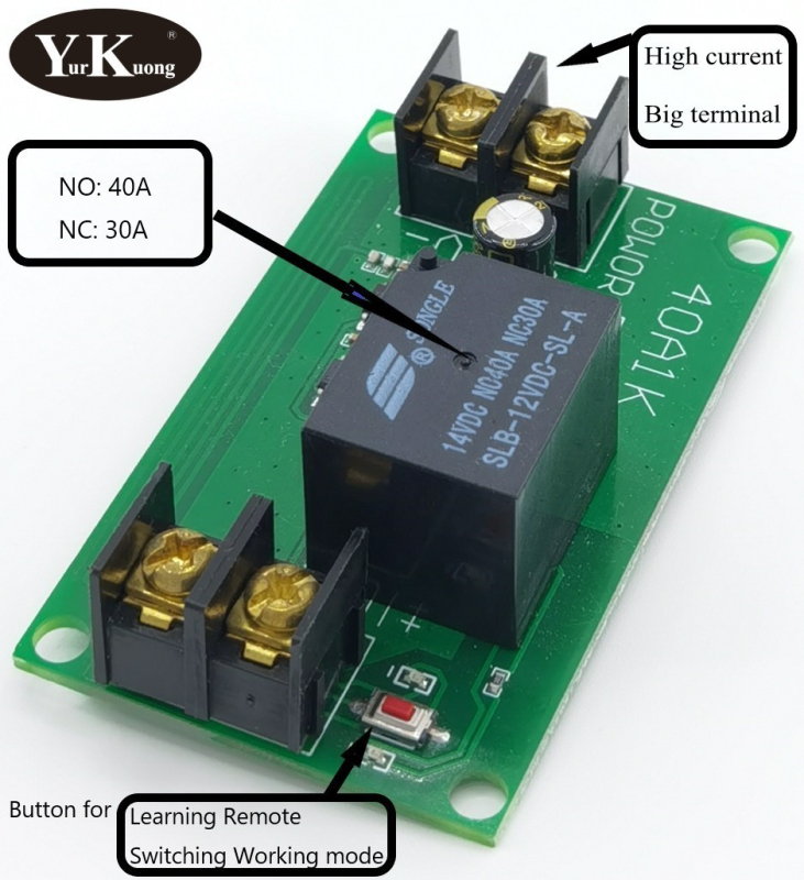 Vandens siurblio variklio maitinimo įjungimo-išjungimo nuotolinio valdymo jungiklis 12V40A 350W didelės galios didelės srovės elektros įjungimo-išjungimo