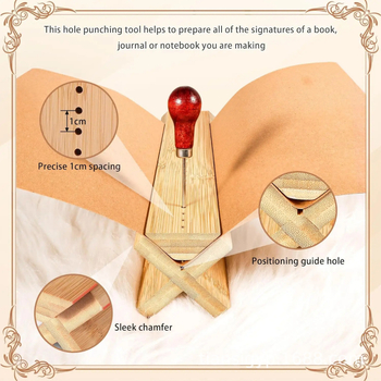 Σετ διασυνοριακών ξύλινων τρυπητηρίων βιβλιοδεσίας, εργαλείο βιβλιοδεσίας βιβλίων, μπαμπού, βραχίονας τρυπητηρίου για τους λάτρεις των βιβλίων