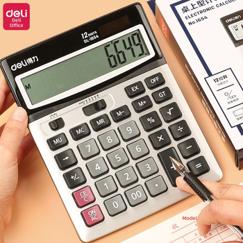 Калкулатор Deli 1654 с големи бутони, калкулатор с голям екран 12, офис финансов компютър, канцеларски материали на едро