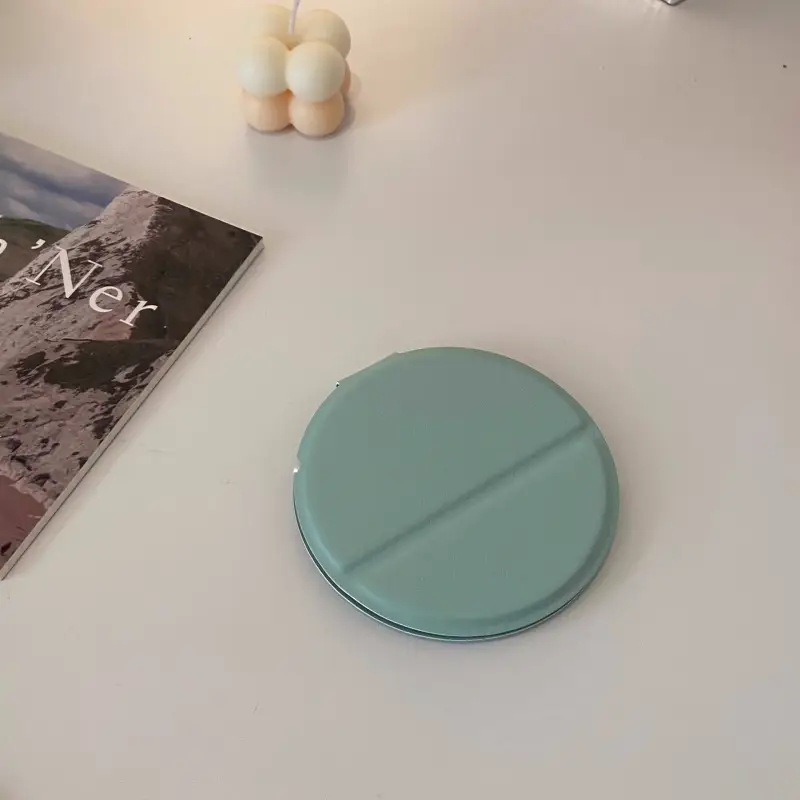 Кожено мини преносимо малко огледало за грим, вертикално малко кръгло огледало, многоцветно персонализируемо лого, необходимо за пътуване