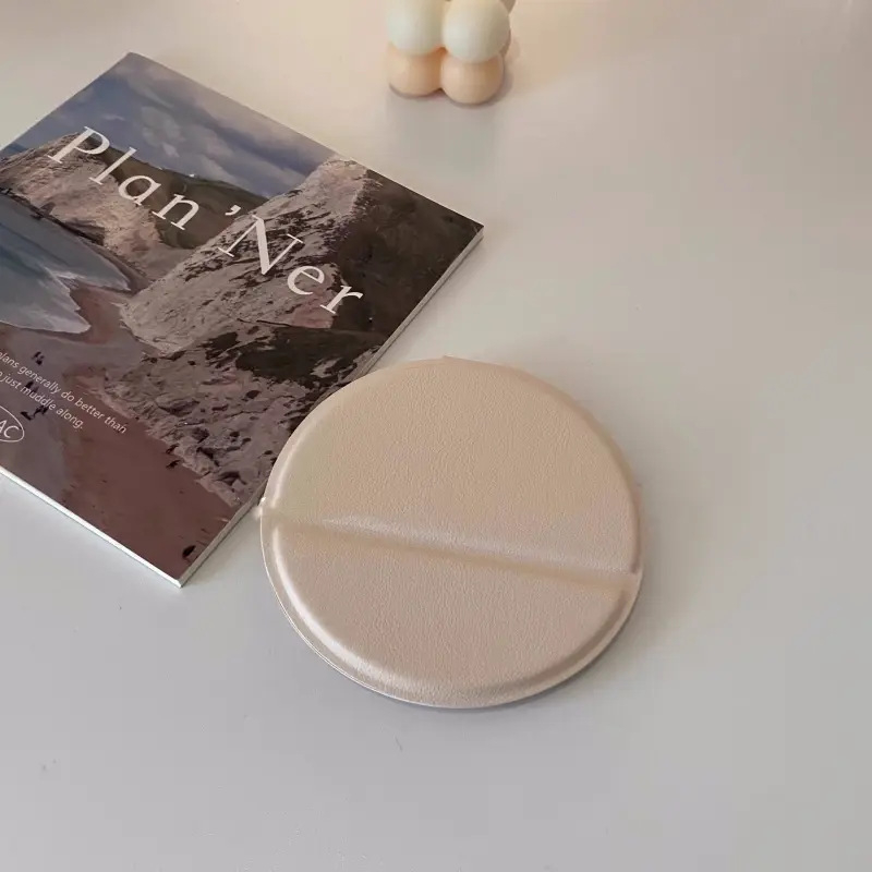 Кожено мини преносимо малко огледало за грим, вертикално малко кръгло огледало, многоцветно персонализируемо лого, необходимо за пътуване