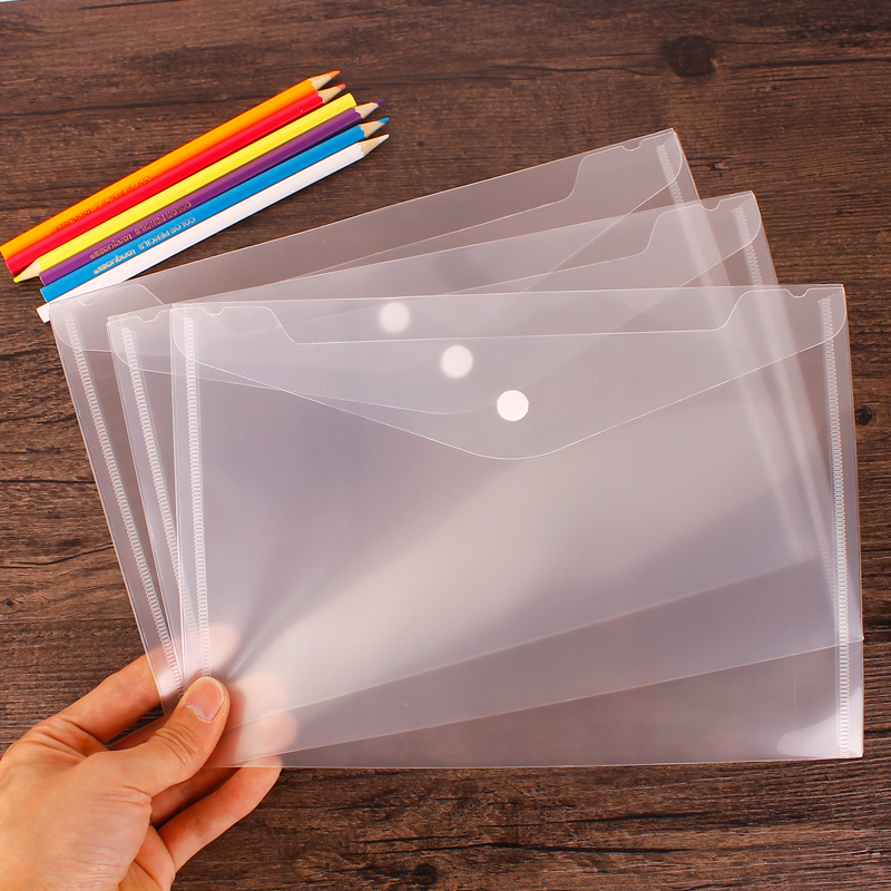 Paksendatud plastist klõpsuga failikott läbipaistev A5 väike sünnieelse tervisekontrolli kirjatarvete kott õpilastele, millele saab printida logo