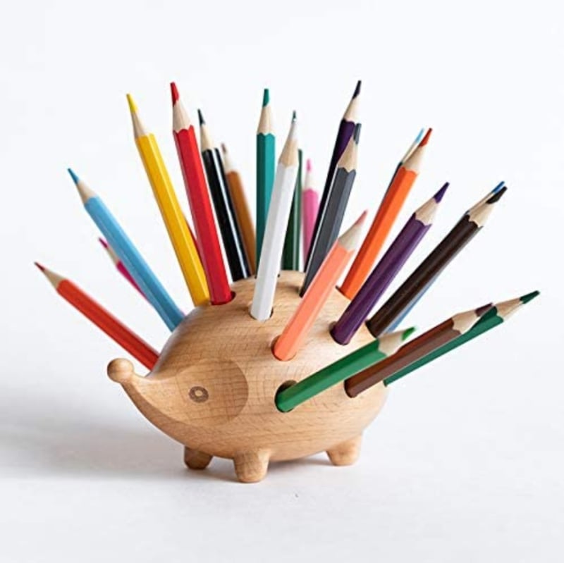 Suport pentru stilouri multifuncțional creativ nou transfrontalier, insert practic pentru stilouri, arici din lemn masiv, cadou decor de Ziua Mamei, poate fi personalizat