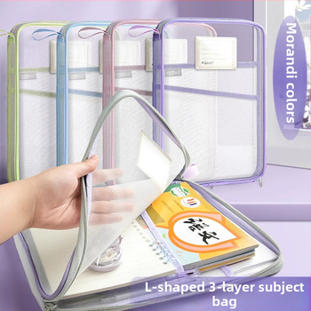 L-образна чанта за класификация на предмети, прозрачна чанта за документи с цип, голям отвор, преносима чанта за носене на книги, чанта за съхранение на хартия за преглед