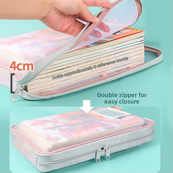 L-образна чанта за класификация на предмети, прозрачна чанта за документи с цип, голям отвор, преносима чанта за носене на книги, чанта за съхранение на хартия за преглед