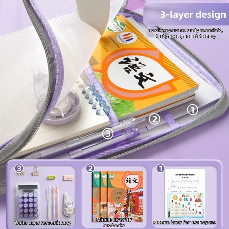 L-образна чанта за класификация на предмети, прозрачна чанта за документи с цип, голям отвор, преносима чанта за носене на книги, чанта за съхранение на хартия за преглед