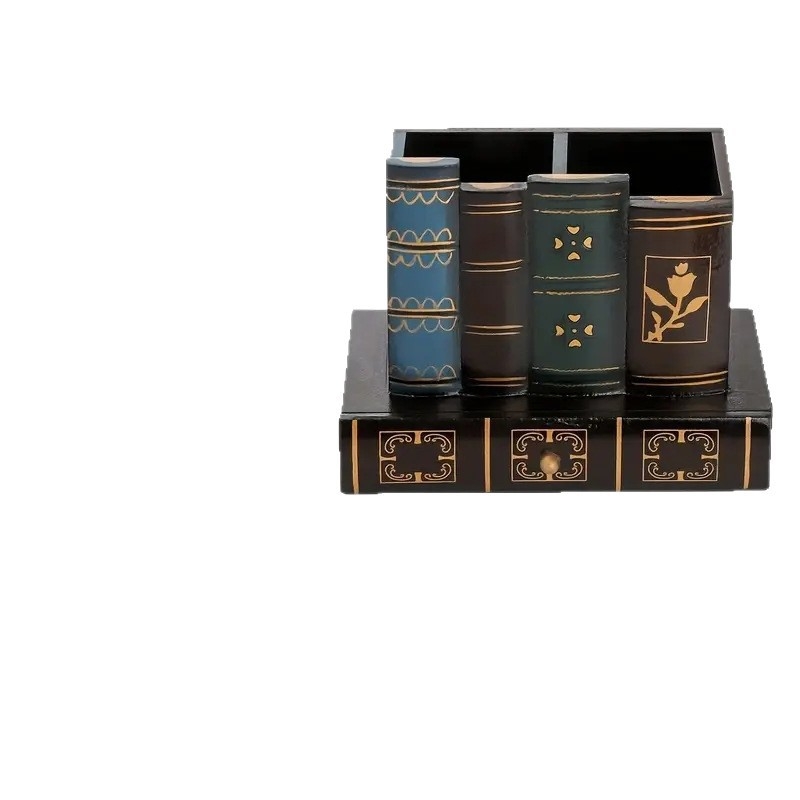 Európai retro fa tolltartó, megfizethető luxus, csúcskategóriás amerikai asztali íróasztal, gyerek íróasztal, fa tárolódoboz díszek