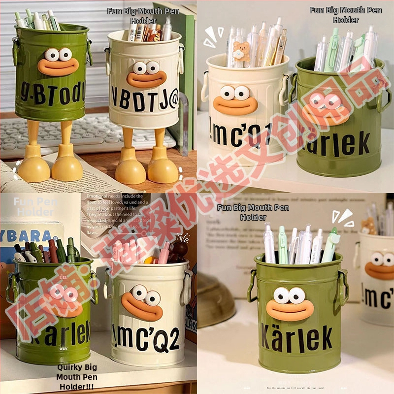 Ins Exkluzív Rajzfilm Stílusos Tolltartó Diák Asztali Iroda Nagy Kapacitású Aranyos Egyszerű Retro Tároló Vödör