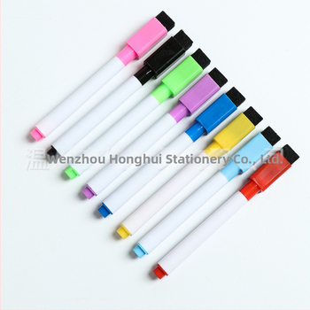 8 spalvotų maišeliuose esančių baltos lentos rašiklių su magnetine juostele, teptuku, spalvotų juodų žymeklių rinkinys, vandens pagrindu ištrinamas baltos lentos rašiklis