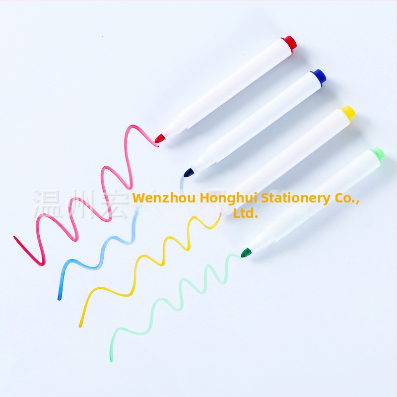 Комплект от 8 цветни маркера за бяла дъска в торбичка с магнитна лента и четка, цветен черен маркер на водна основа, изтриваем.