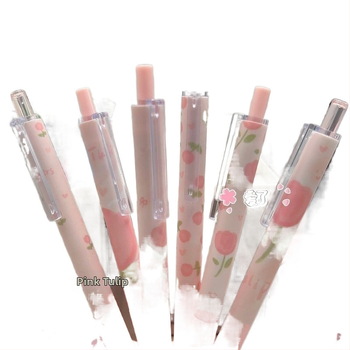 Ροζ Τουλίπα Υψηλής Χρωματικής Αξίας Στυλό Wind Push 0.5st Γρήγορο Στυλό με Πινέλο για Κορίτσια, Μαθητές, Στυλό Gel, Μαύρο Στυλό