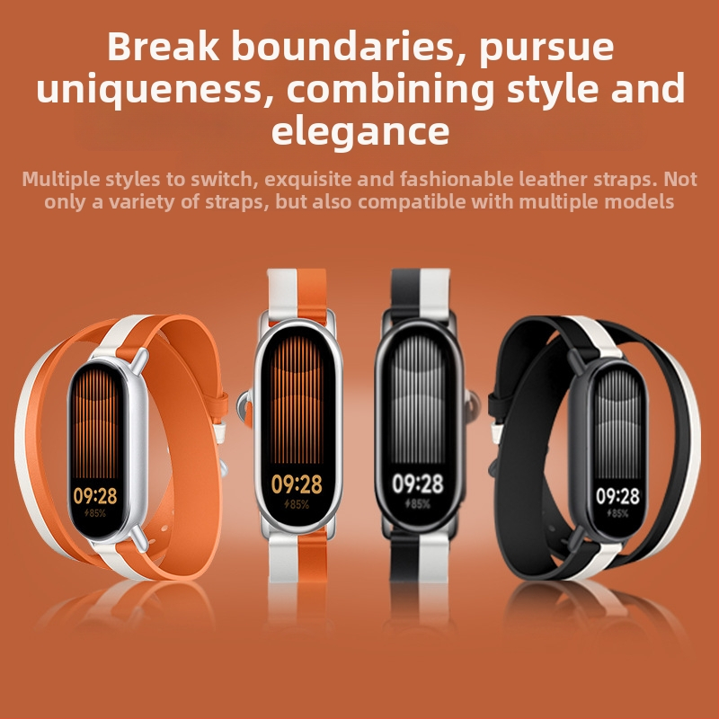 Pre Mi Band 9 Remienok z kože Nový remienok s dvojitým krúžkom, kožený remienok Love Horse, oficiálny rovnaký