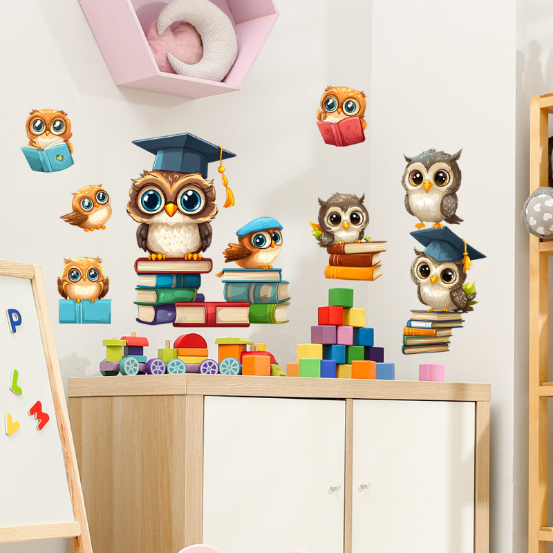 Rajzfilm bagoly könyv hálószoba nappali veranda kollégium lakberendezési tapéta öntapadós nagykereskedelmi HY-D038