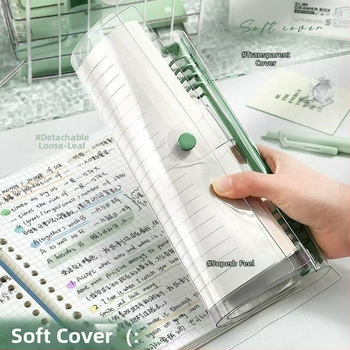 Pehme kestaga läbipaistev lahtiste lehtedega märkmik, stiilne, väärtuslik ja paksendatud, universaalne märkmik põhikooliõpilastele, keskkooliõpilastele ja üliõpilastele