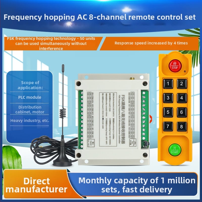 AC100-240V индустриален безжичен дистанционен превключвател за кран, смесителна помпа, PLC модул, водоустойчива дръжка за дистанционно управление