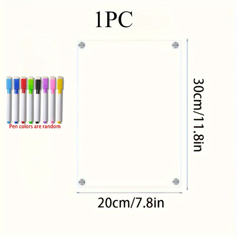 Akrilo sausai valoma valgiaraščio planavimo lenta šaldytuvui - skaidrus savaitės meniu planuotojas su žymekliu ir