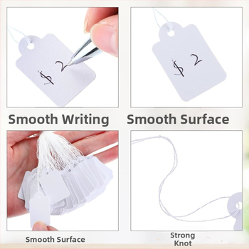 500 lapų/pakuotė plonų medvilninių siūlų, ranka rašytų papuošalų, papuošalų popieriaus kortelių, auksinių papuošalų kainų etiketėms, tuščioms lifto etiketėms