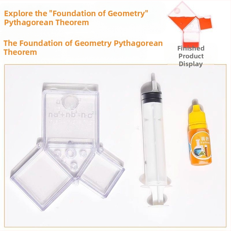 Pitagora teorēmas modelis Skolēnu matemātika Dabaszinību eksperiments Mācību līdzekļi Ar rokām saliekams demonstrācijas materiālu komplekts