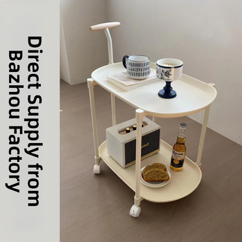 Kreemjas stiilis käru, Põhjamaade keskklassi antiikne teisaldatav külglaud, väikese korteri majapidamise elutoa diivaninurga laud, interneti kuulsuste kohvilaud