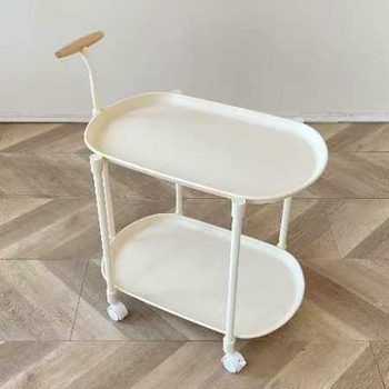 Kreemjas stiilis käru, Põhjamaade keskklassi antiikne teisaldatav külglaud, väikese korteri majapidamise elutoa diivaninurga laud, interneti kuulsuste kohvilaud