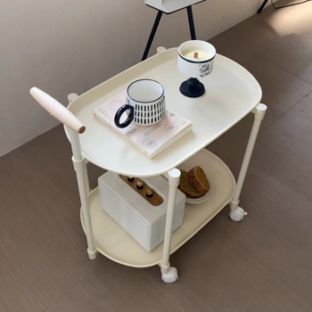 Kreemjas stiilis käru, Põhjamaade keskklassi antiikne teisaldatav külglaud, väikese korteri majapidamise elutoa diivaninurga laud, interneti kuulsuste kohvilaud