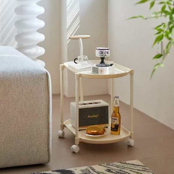 Kreemjas stiilis käru, Põhjamaade keskklassi antiikne teisaldatav külglaud, väikese korteri majapidamise elutoa diivaninurga laud, interneti kuulsuste kohvilaud