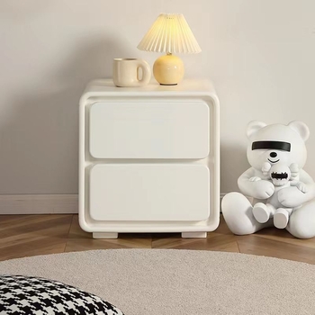 Kerge luksuslik täispuidust öökapp Lihtne moodne väike loominguline kodu magamistoa öökapp Valge kreemjas stiilis hoiukapp