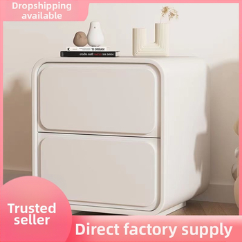 Kerge luksuslik täispuidust öökapp Lihtne moodne väike loominguline kodu magamistoa öökapp Valge kreemjas stiilis hoiukapp