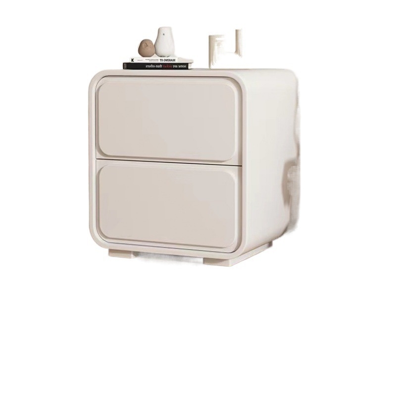 Kerge luksuslik täispuidust öökapp Lihtne moodne väike loominguline kodu magamistoa öökapp Valge kreemjas stiilis hoiukapp