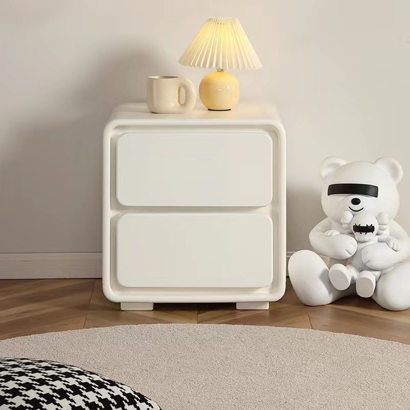 Kerge luksuslik täispuidust öökapp Lihtne moodne väike loominguline kodu magamistoa öökapp Valge kreemjas stiilis hoiukapp