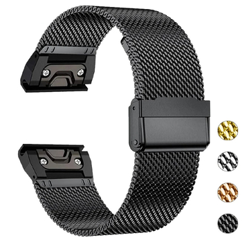 Jiaming Garmin Fenix 7X 7Pro 6X 6 roostevabast terasest klõpsuga metallist Milano rihm