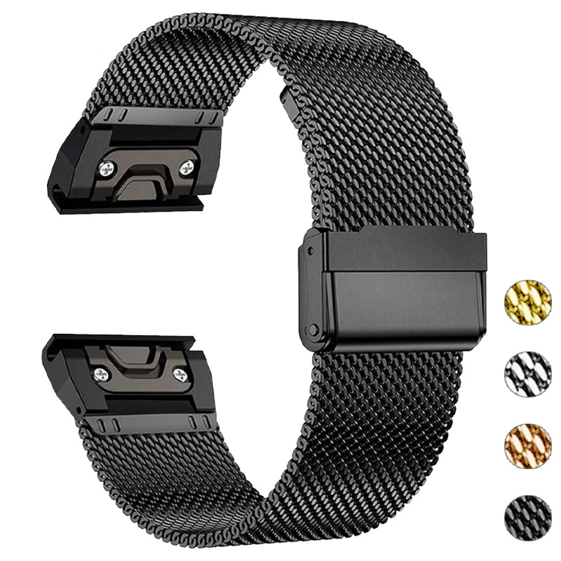 Jiaming Garmin Fenix 7X 7Pro 6X 6 roostevabast terasest klõpsuga metallist Milano rihm