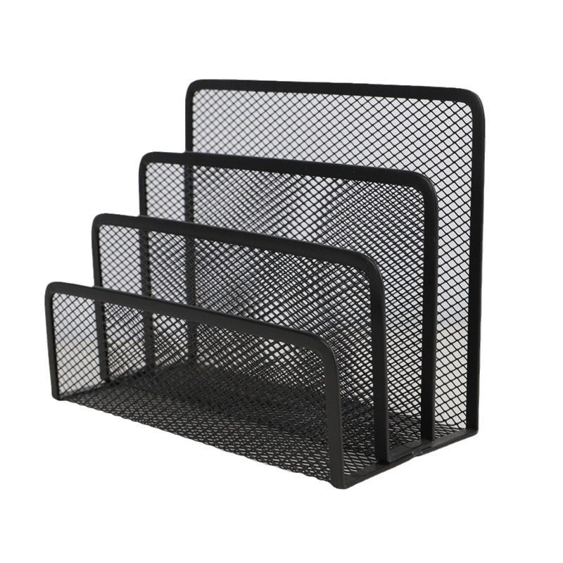 Настолно съхранение, на склад, 190 букви, метална желязна мрежа, комбинирана стойка за данни, поставка за файлове, мрежеста поставка за книги, черна