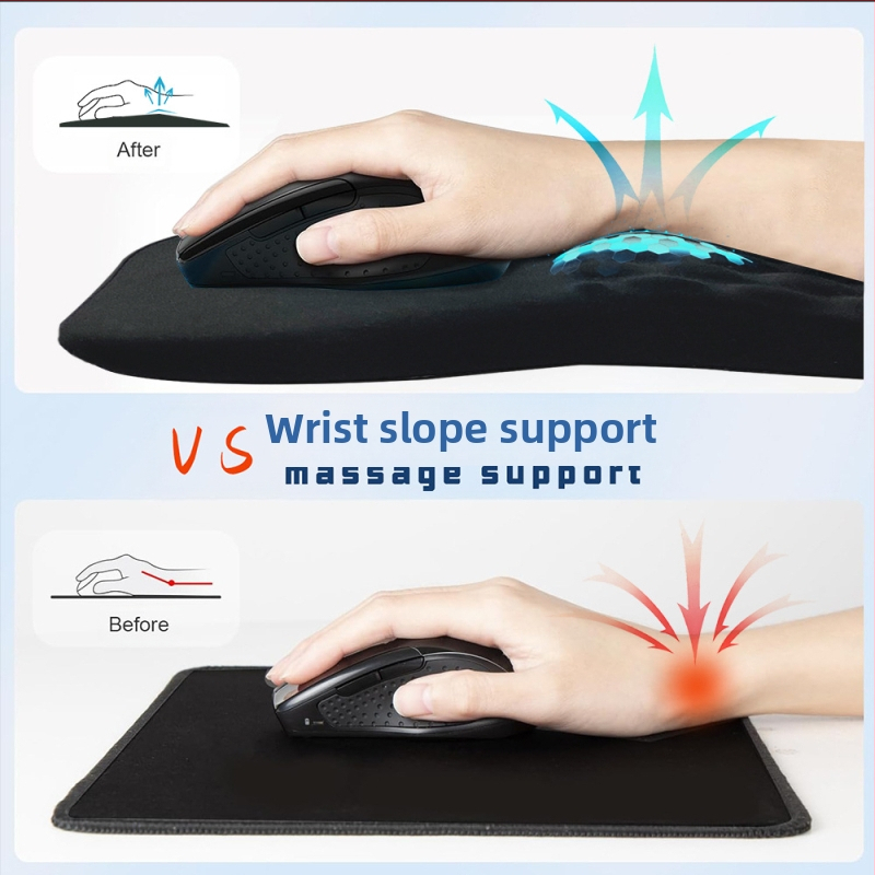 Само секунди, 220G експлозии, чисто черна удължена опора за китката, подложка за мишка за китката, ергономичен масаж на наклона на китката