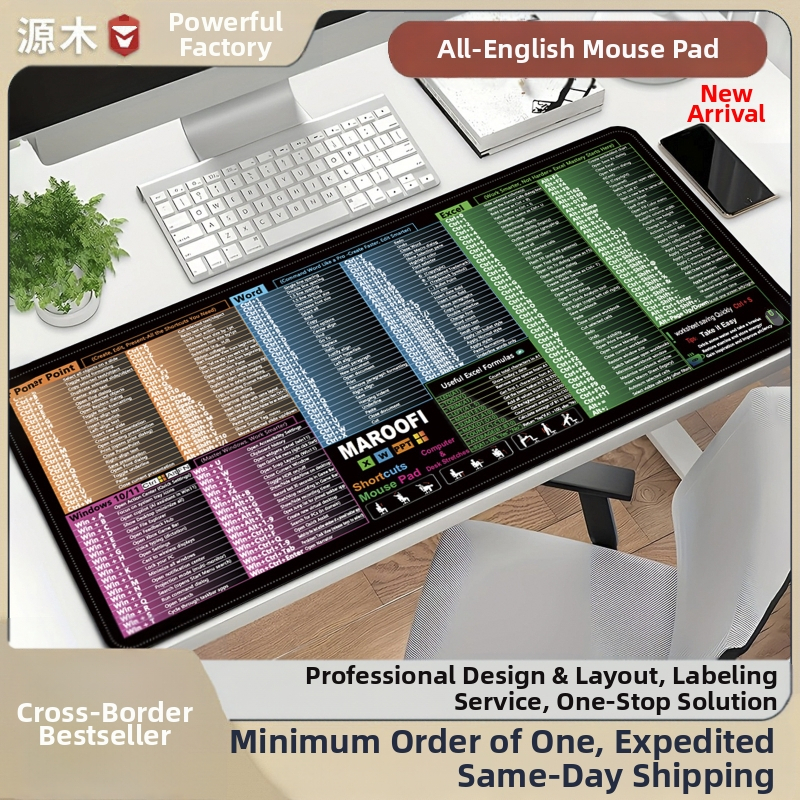 Új angol egérpad, testreszabott, nagyméretű e-sport játékhoz, IP laptophoz, határokon átnyúló, csúszásgátló asztali pad