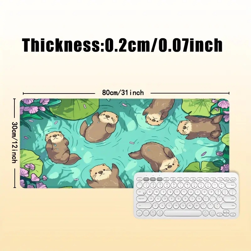 Egérpad Egyedi Vidra és Tavirózsa Játékos Egérpad Csúszásmentes Otthoni Számítógép Laptop Asztali Pad Asztali