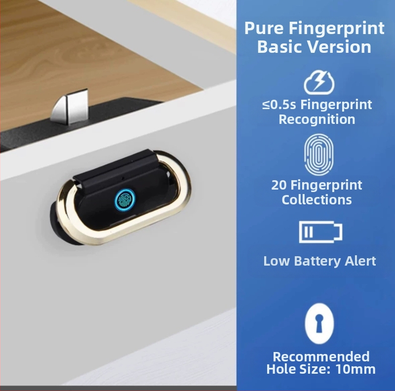 Tarpvalstybinė pirštų atspaudų stalčiaus spyna, metalinė paslėpta rankena, naktinio staliuko spyna, bylų spintelė, biuro baldų elektroninė spyna, pirštų atspaudų spyna