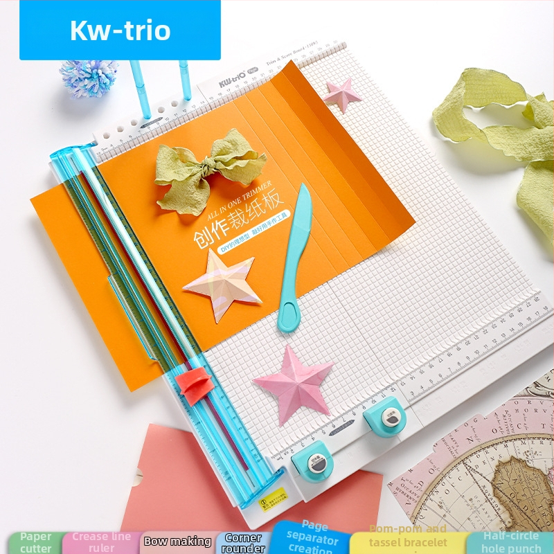 Може да се получи отличен 13095 многофункционален инструмент за рязане на хартия, данни за дъска, надраскване, пресоване, линия за сгъване, 7-в-1 ръчно рязане на хартия за акаунти