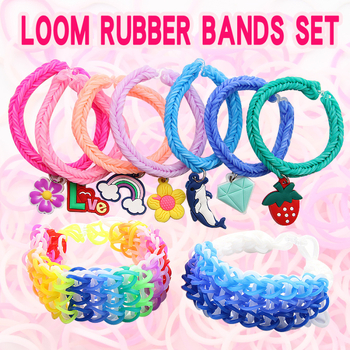 25 ruudustikuga vikerkaarekummipael Loom Bands kummipaelaga ülikond kootud mängukäevõru DIY laste hariduslikud mänguasjad