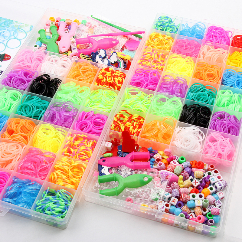 25 ruudustikuga vikerkaarekummipael Loom Bands kummipaelaga ülikond kootud mängukäevõru DIY laste hariduslikud mänguasjad