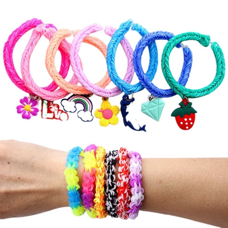 25 ruudustikuga vikerkaarekummipael Loom Bands kummipaelaga ülikond kootud mängukäevõru DIY laste hariduslikud mänguasjad