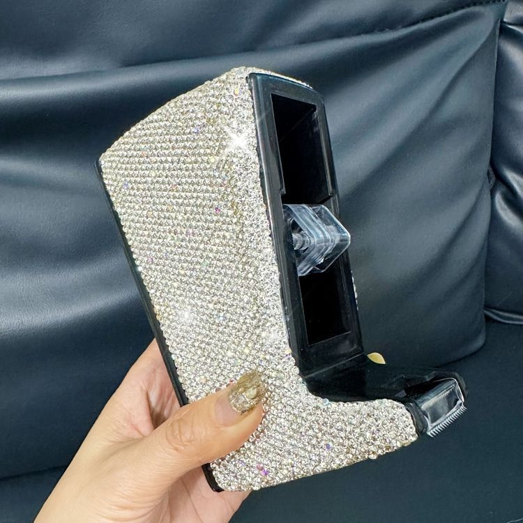 Teemantidega kaetud suur kirjatarvete teibihoidja, kontorikaunistused, teemantidega kaetud väärtuslik teibimasin, väike läbipaistev teibilõikur