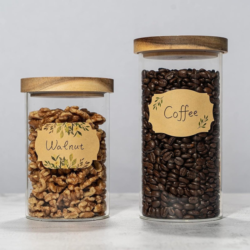 Amazon Hot Sale Mason Jar Label Kraft Paper Label Sticker Food Pantry Label Spice Can Marker