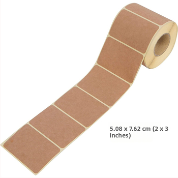 Külkereskedelmi raktáron lévő forró eladó 2x 3 hüvelykes írható tekercs barna kraftpapír matrica élelmiszer-tároló címke matrica